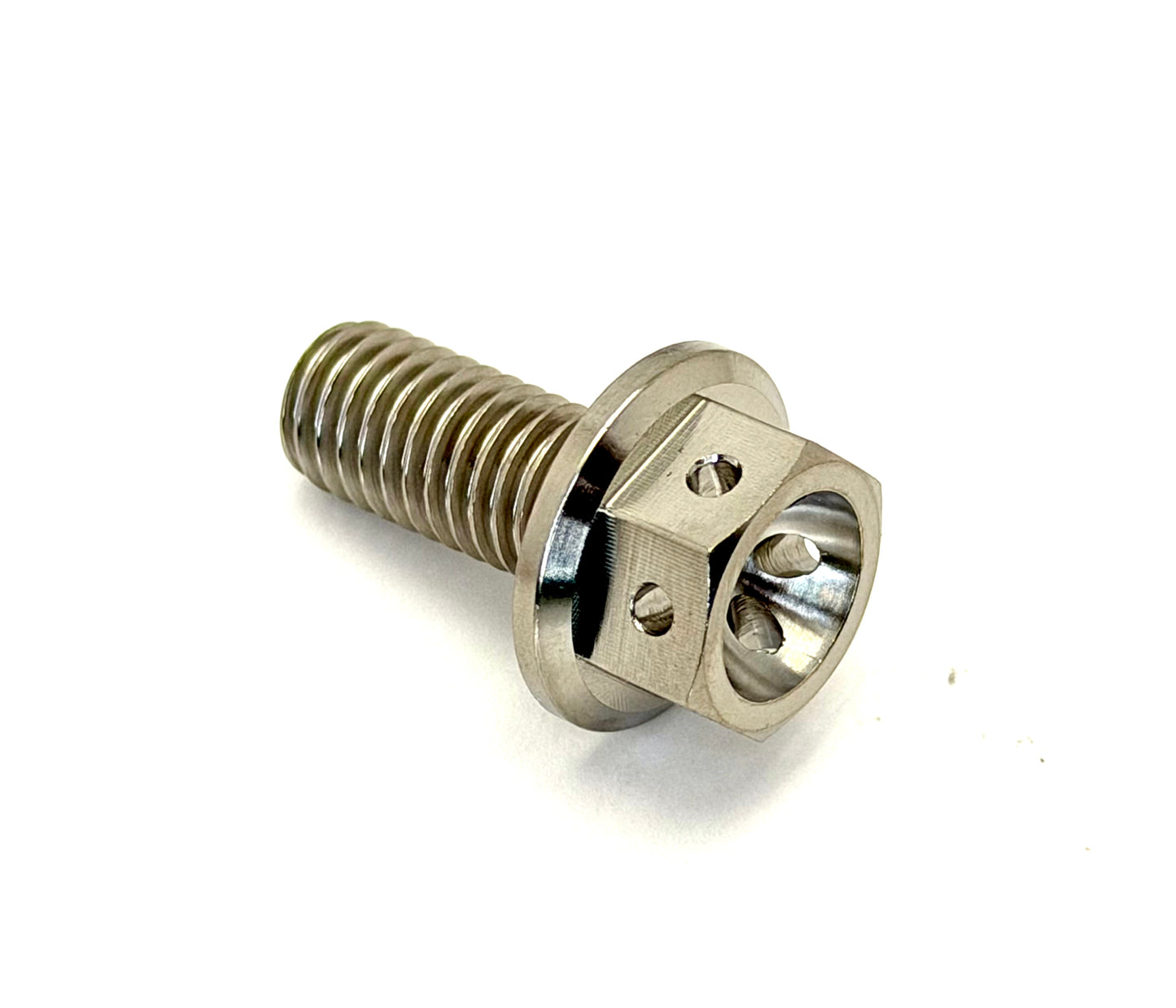 Titanium M8x1.25x20mm Hex Flange Bolt Drilled Head (Aerospace Grade)