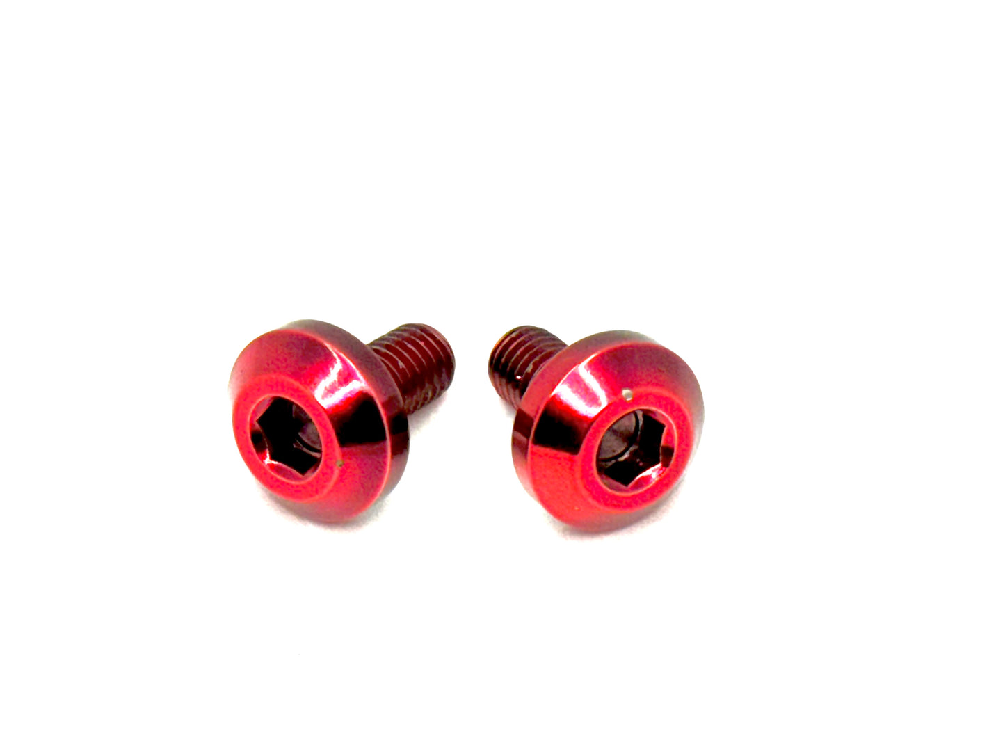 Set of 2 anodized titanium chain guard bolts for the Surron Light Bee LBX and Segway X260 and X160. M8x20mm red.