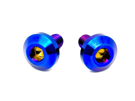Set of 2 anodized titanium chain guard bolts for the Surron Light Bee LBX and Segway X260 and X160. M8x20mm burnt blue.