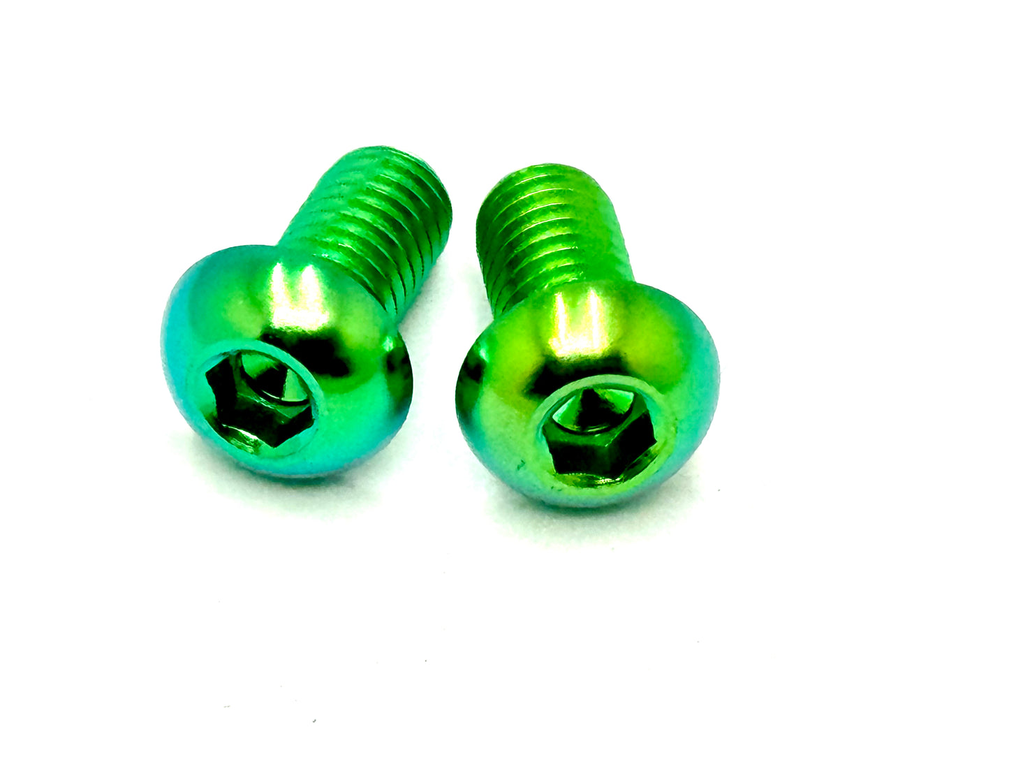 Talaria titanium chain guard bolts in green.