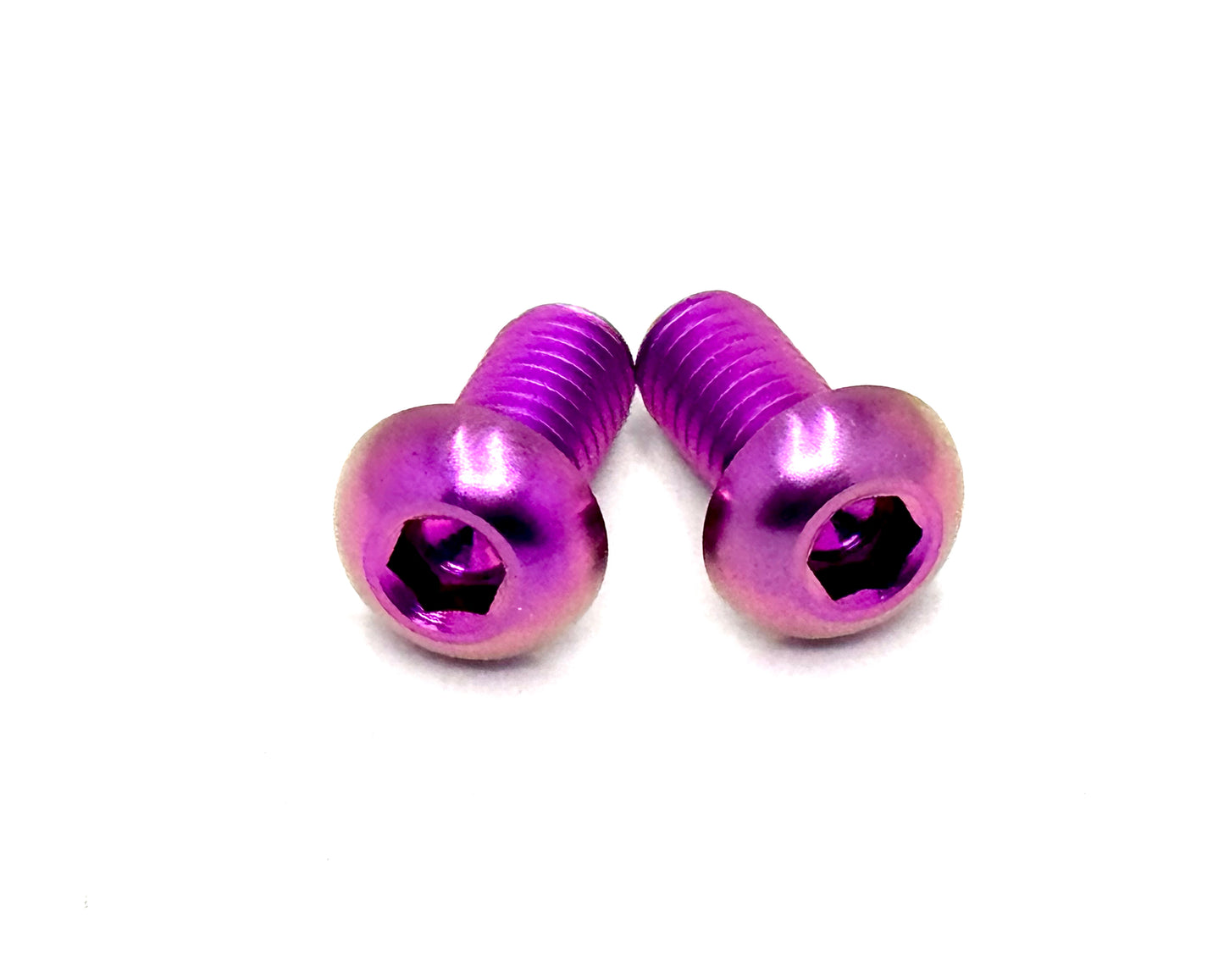 Talaria titanium chain guard bolts in purple.