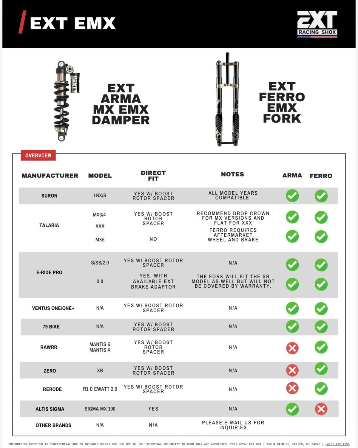 EXT Arma MX (E-MX Damper) for E-moto