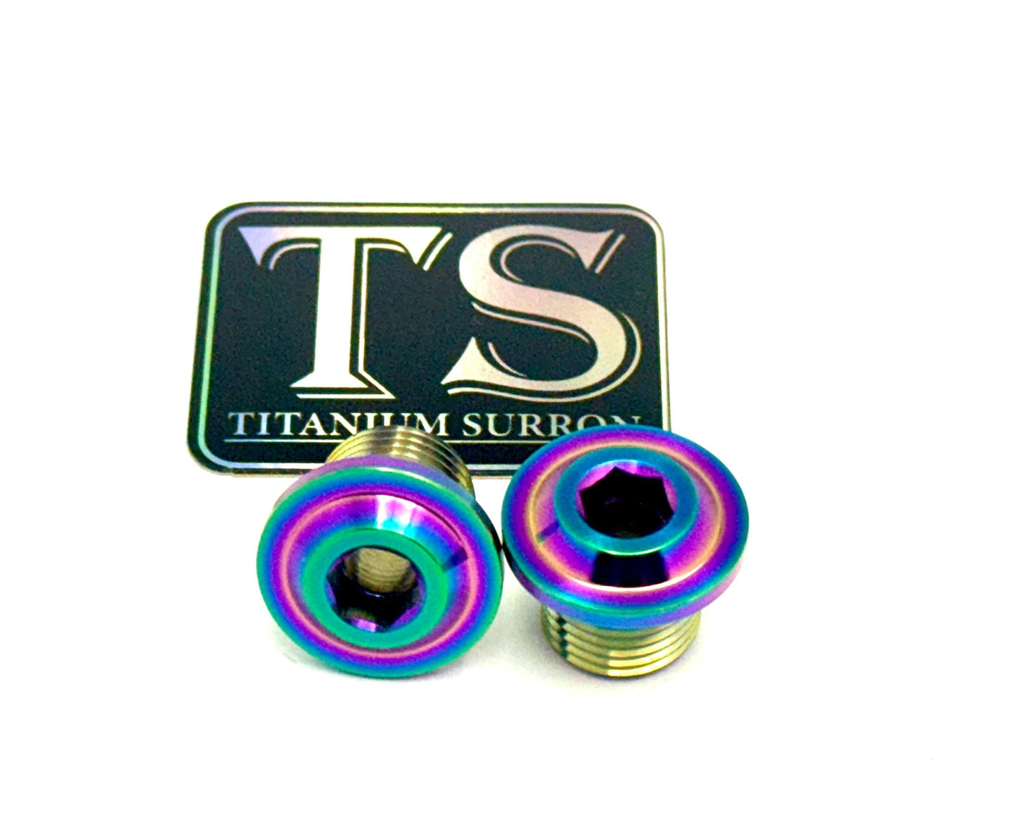 Two rainbow color titanium bolts for KKE forks. M16-15mm.