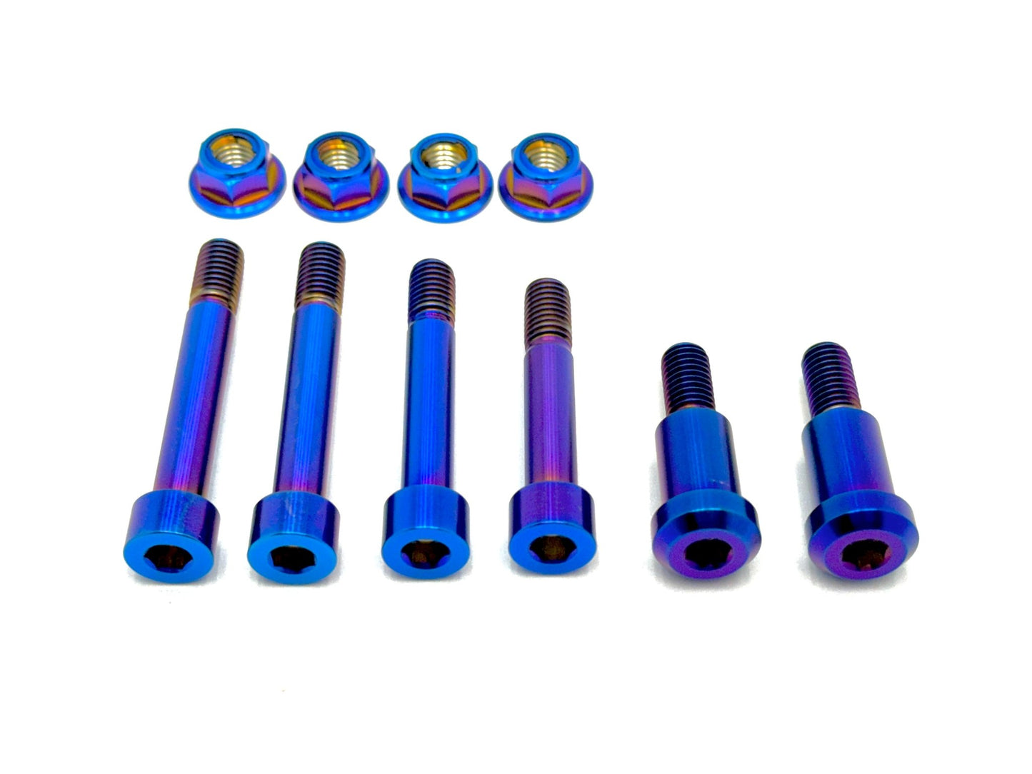 Custom Surron LBX rear linkage, triangle and upper/ lower rear shock mount titanium bolt kits. Replaces OEM hardware.