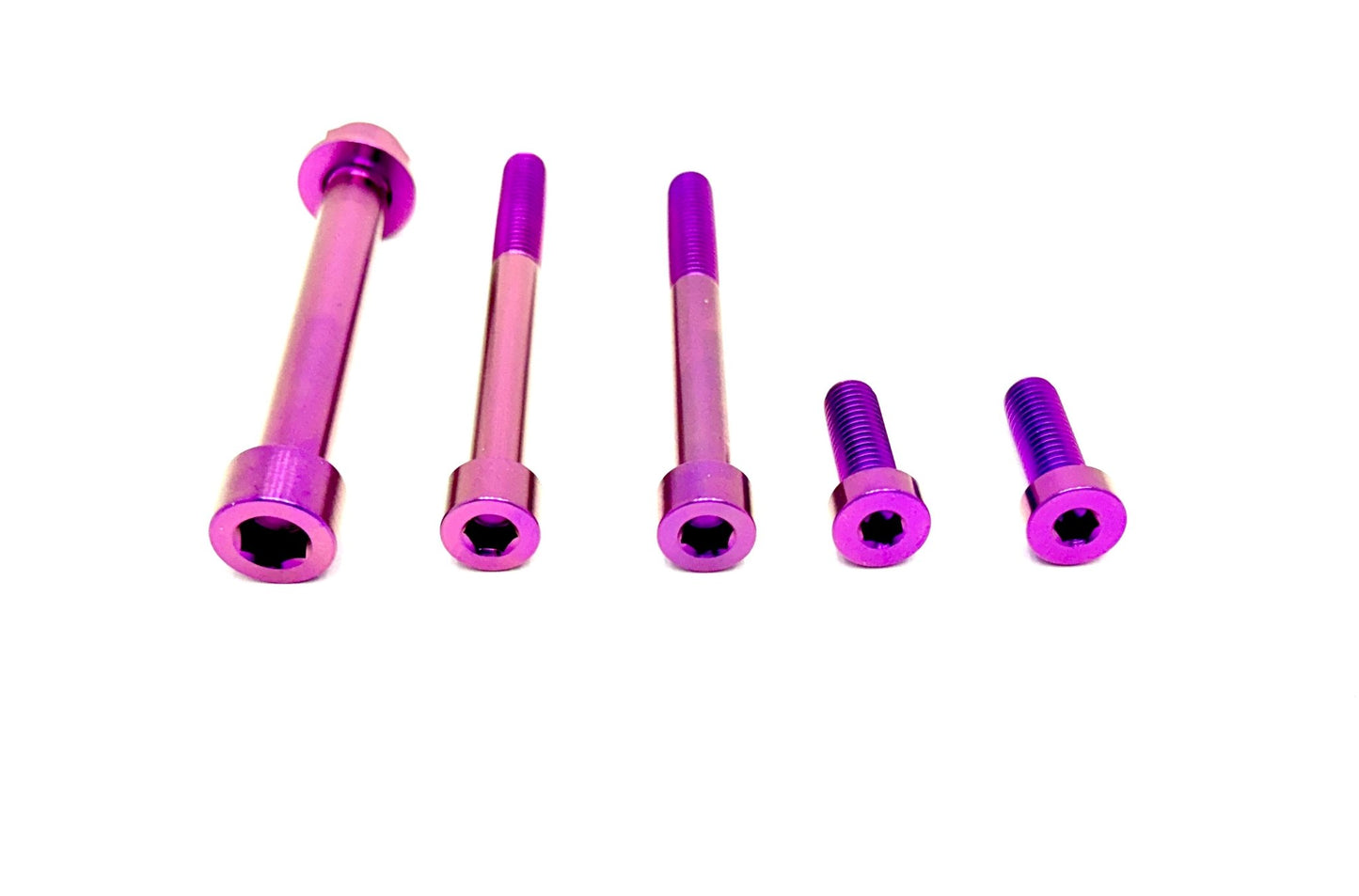 6 piece custom motor and gearbox titanium hardware kit in purple.