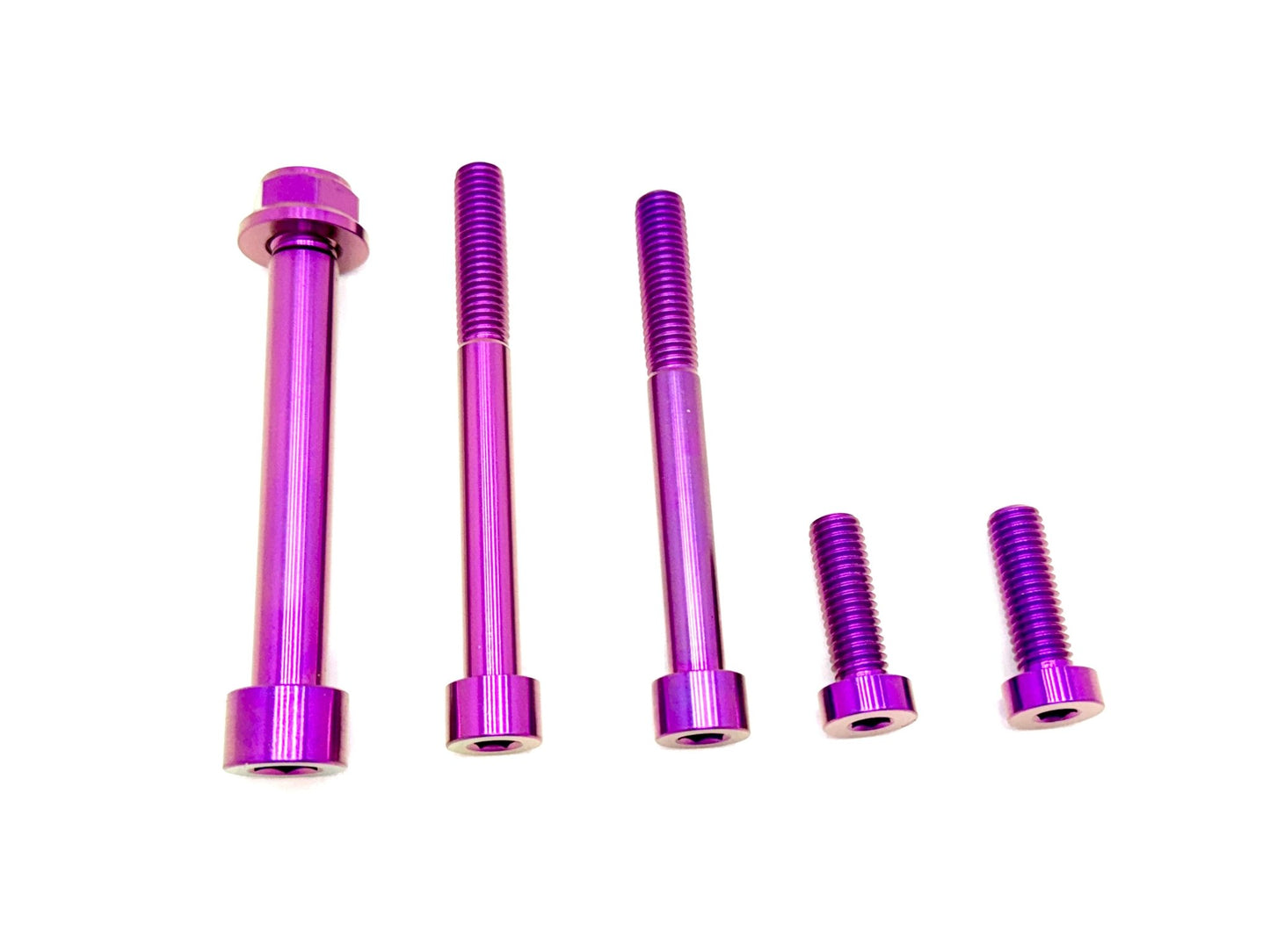 6 piece custom motor and gearbox titanium hardware kit in purple.