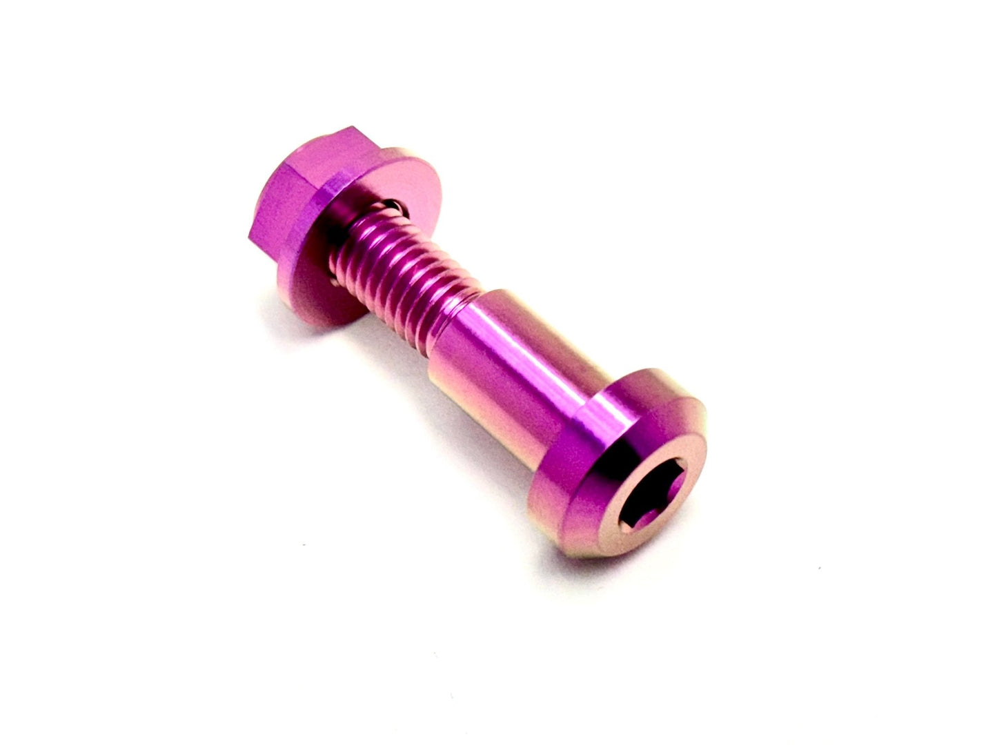 Anodized titanium kickstand bolt and nut set in purple for the Talaria MX3, MX4, and XXX.