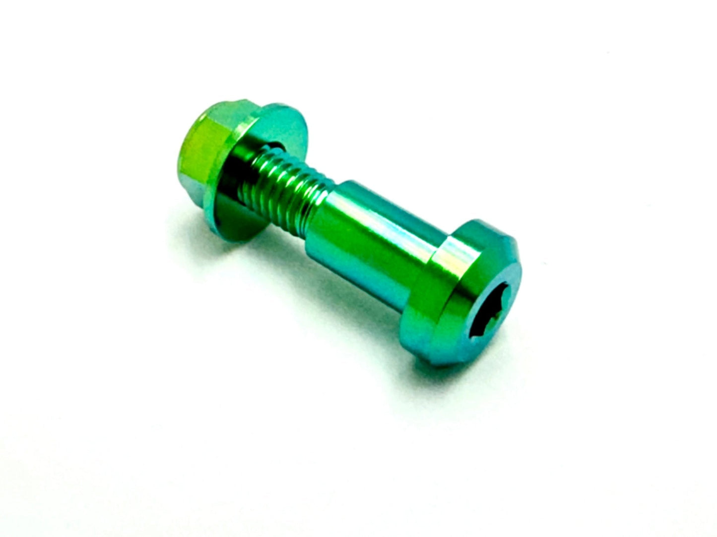 Anodized titanium kickstand bolt and nut set in green for the Talaria MX3, MX4, and XXX.