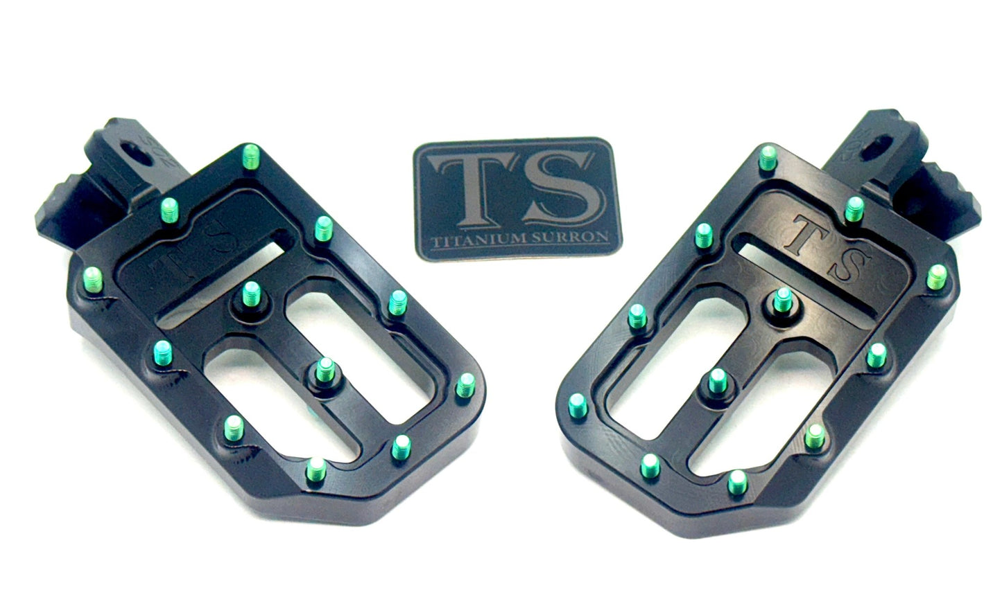 TS Custom Foot Pegs Featuring Titanium Grips for E - moto