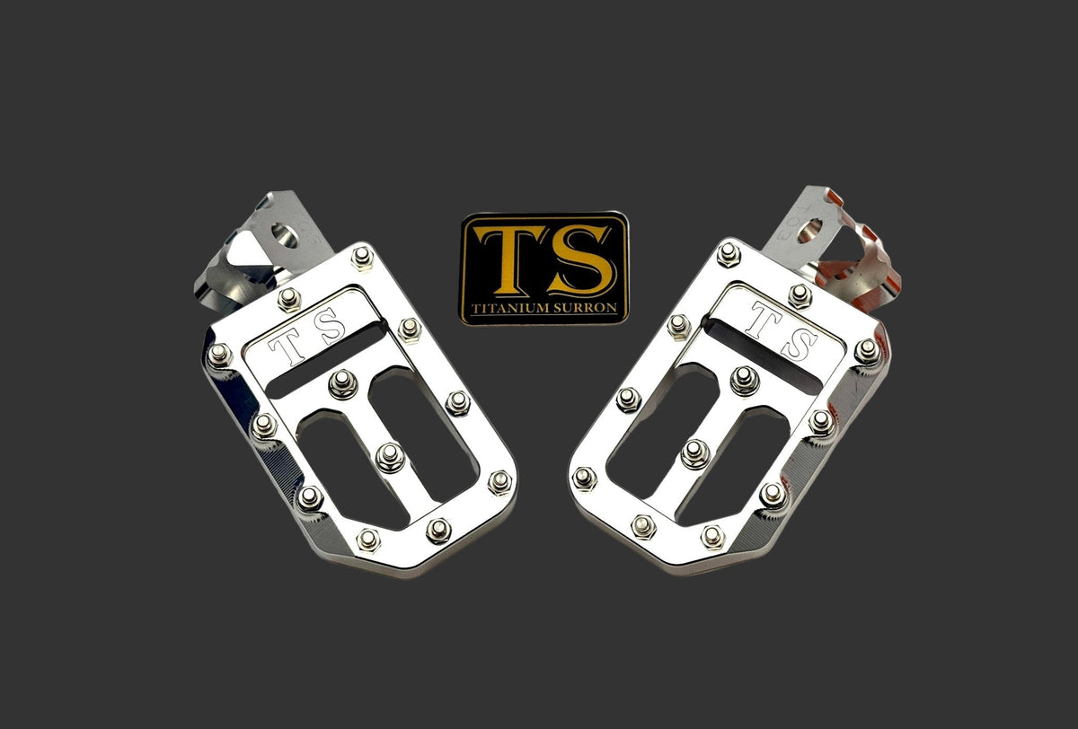 TS Custom Foot Pegs w/ Titanium Grips + Free Titanium Foot Peg Pins for Surron LBX, E-Ride Pro, Ventus & 79 Bike