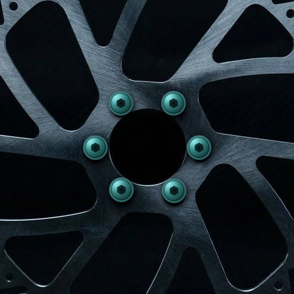 Ultra Bee 240mm rotor with Teal titanium rotor bolts installed