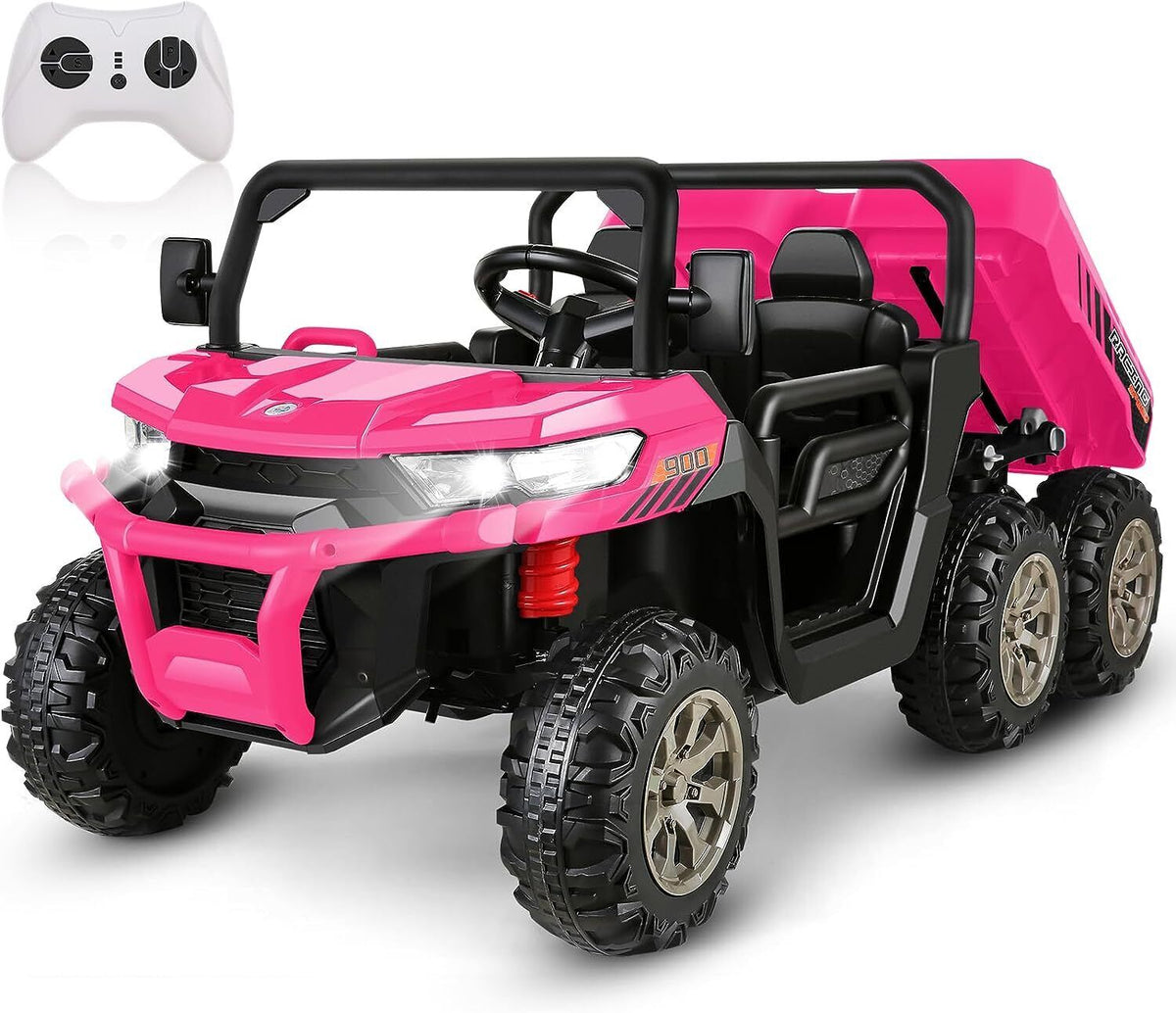 2 Seater 24V Dump Truck Ride On Car with Electric Dump Bed & Shovel - Remote Controlled