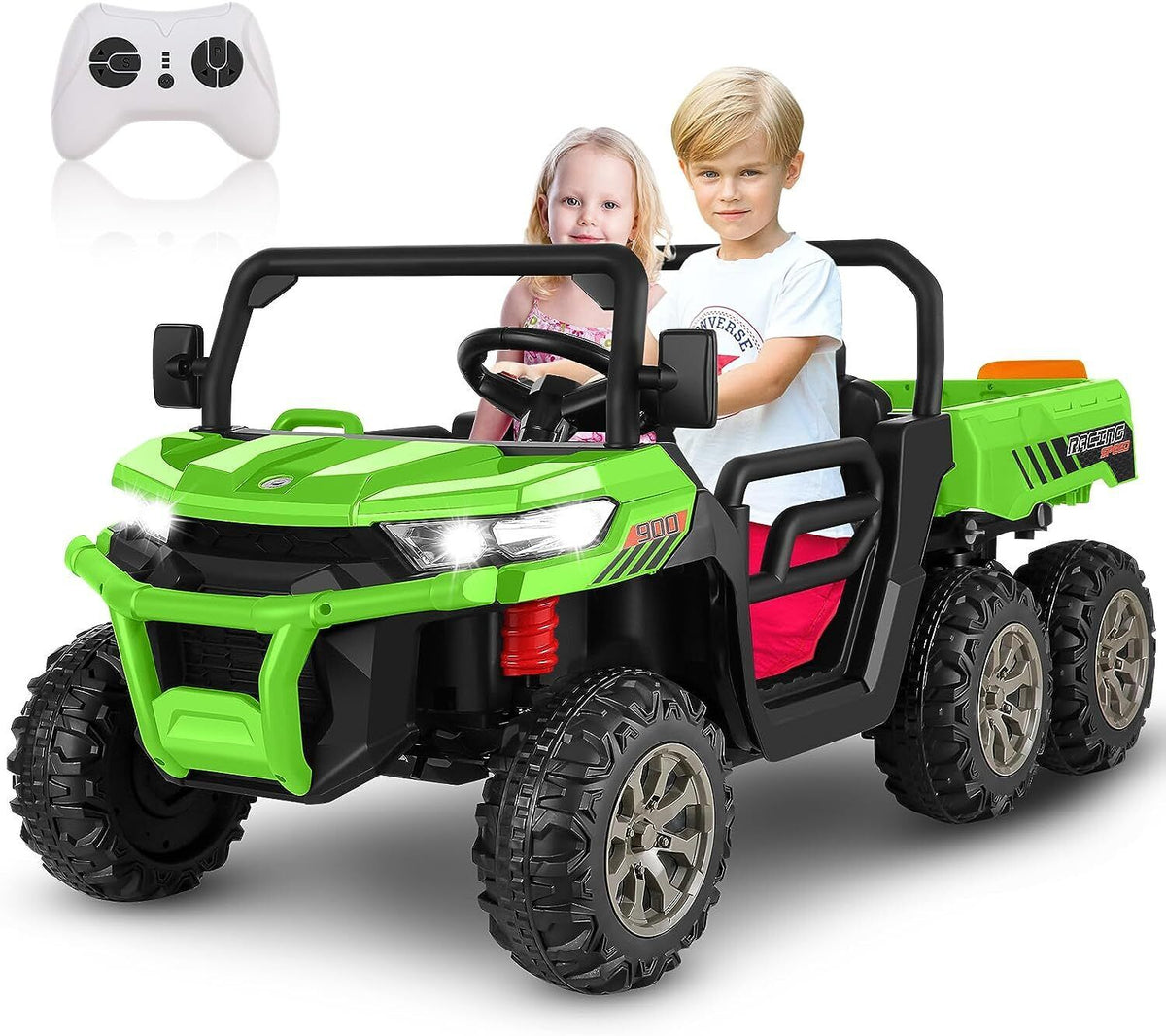 2 Seater 24V Dump Truck Ride On Car with Electric Dump Bed & Shovel - Remote Controlled
