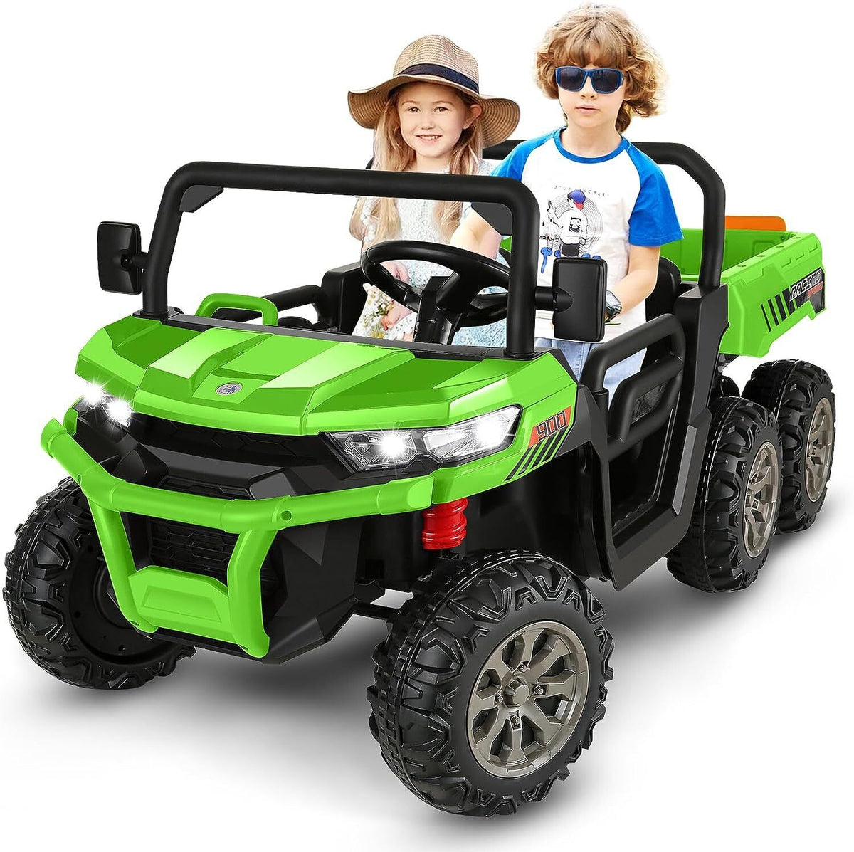 2 Seater 24V Dump Truck Ride On Car with Electric Dump Bed & Shovel - Remote Controlled