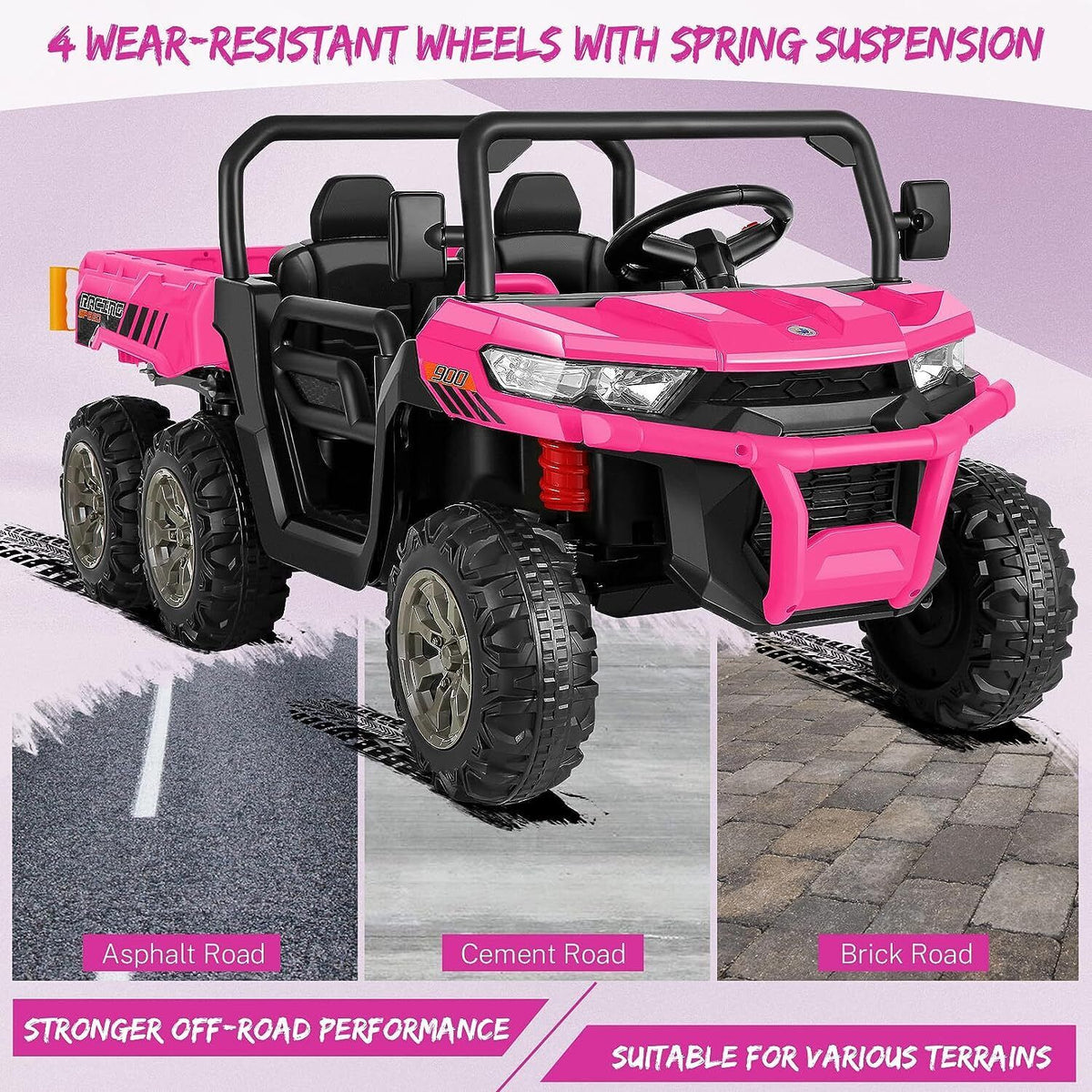 2 Seater 24V Dump Truck Ride On Car with Electric Dump Bed & Shovel - Remote Controlled