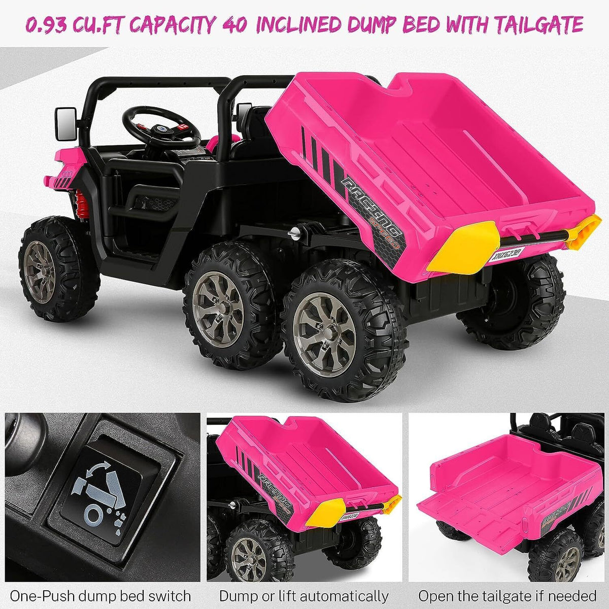 2 Seater 24V Dump Truck Ride On Car with Electric Dump Bed & Shovel - Remote Controlled