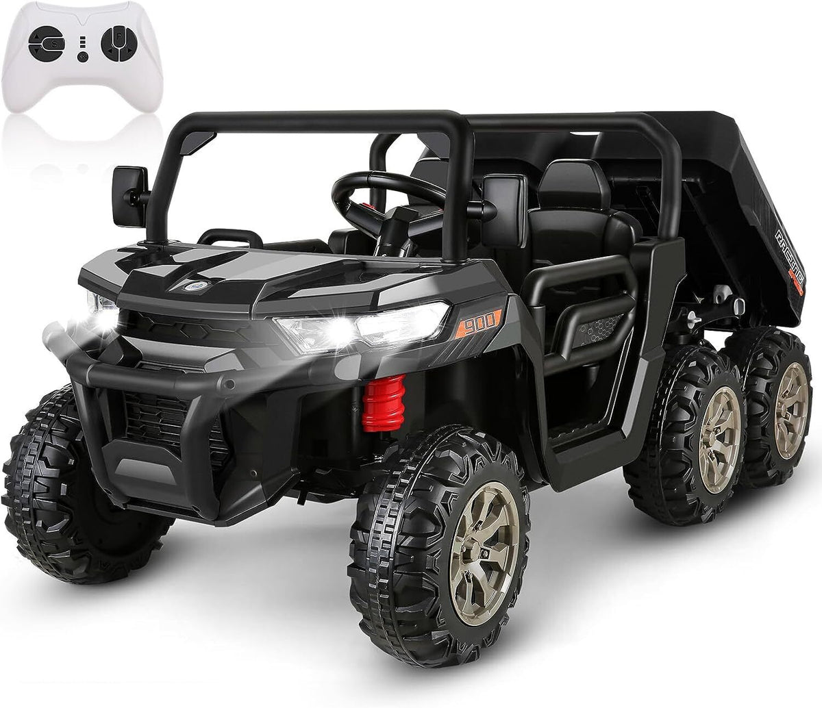 2 Seater 24V Dump Truck Ride On Car with Electric Dump Bed & Shovel - Remote Controlled