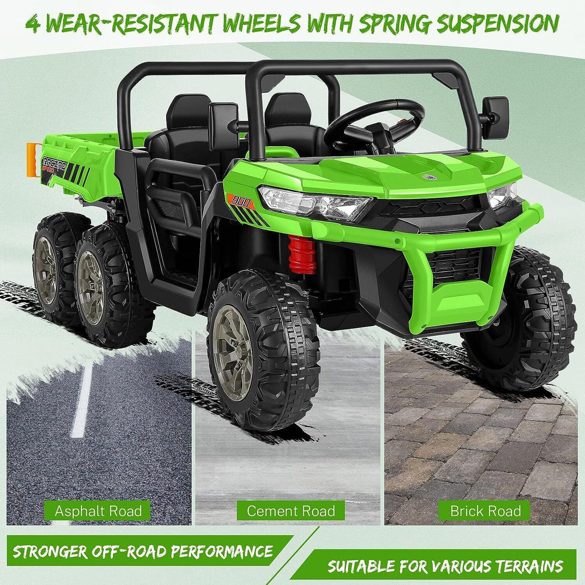 2 Seater 24V Dump Truck Ride On Car with Electric Dump Bed & Shovel - Remote Controlled