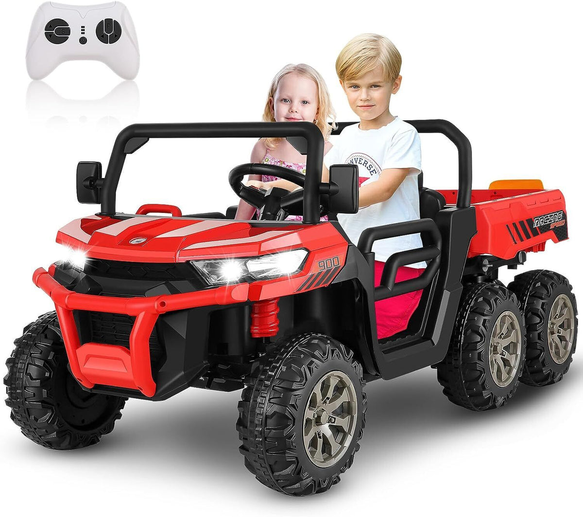 2 Seater 24V Dump Truck Ride On Car with Electric Dump Bed & Shovel - Remote Controlled