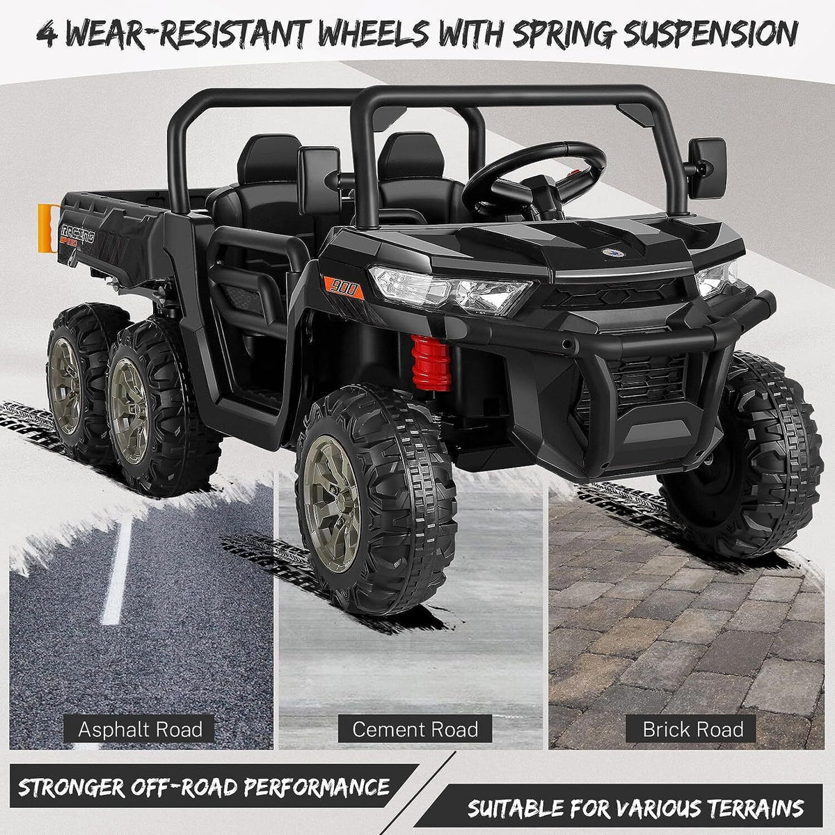 2 Seater 24V Dump Truck Ride On Car with Electric Dump Bed & Shovel - Remote Controlled