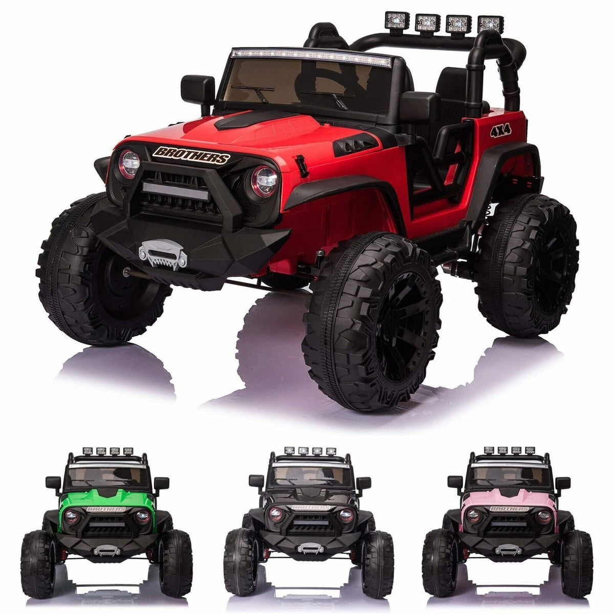 2-Seater 24V Kids Electric Jeep with Remote Control, 3 Speeds, and LED Lights