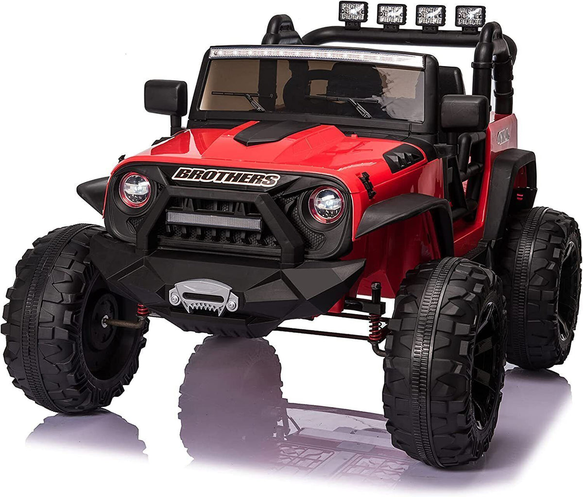 2-Seater 24V Kids Electric Jeep with Remote Control, 3 Speeds, and LED Lights