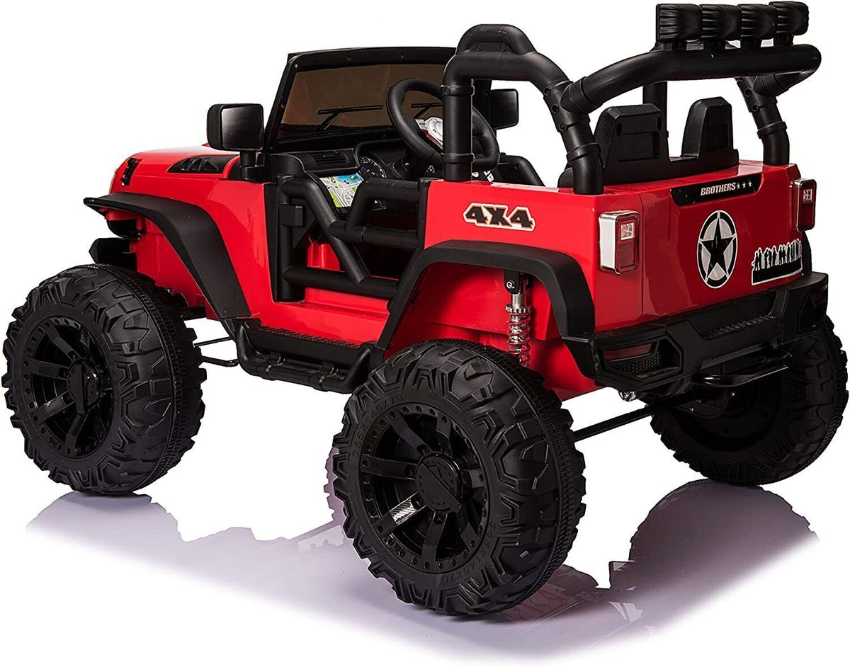 2-Seater 24V Kids Electric Jeep with Remote Control, 3 Speeds, and LED Lights