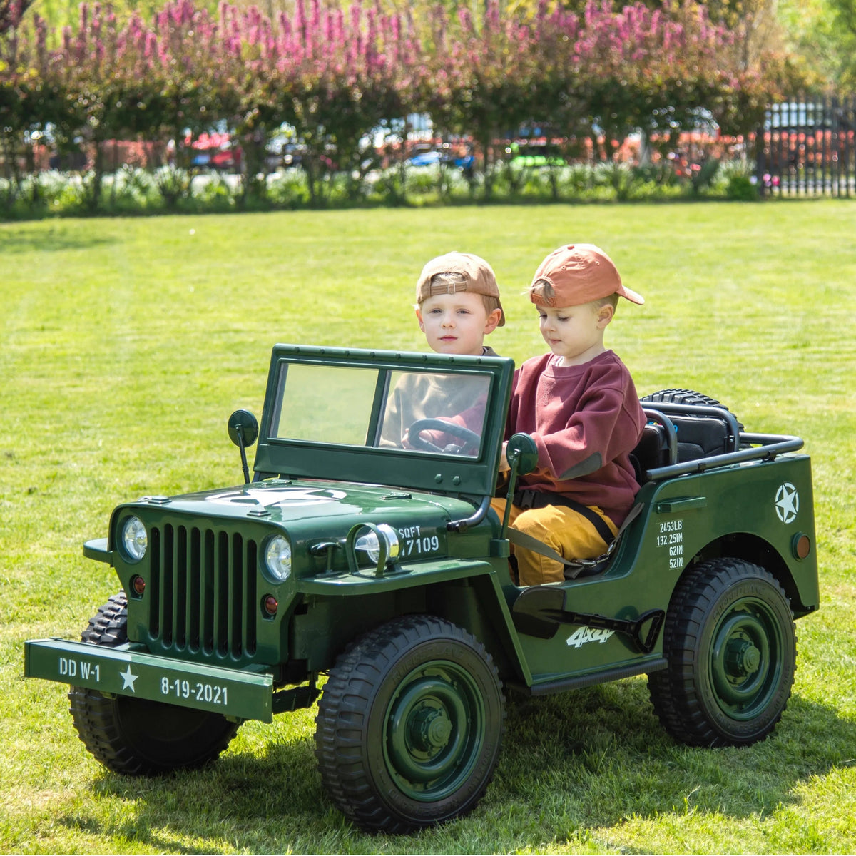 24V Magic Cars Military Willy Jeep 3 Seater Electric Ride on