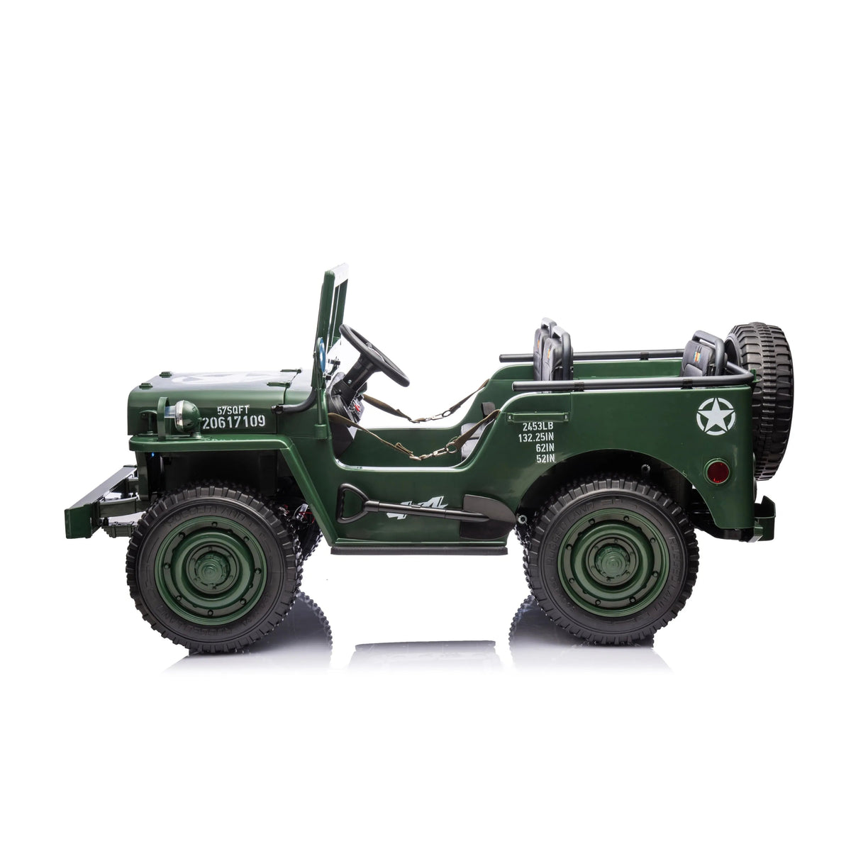 24V Magic Cars Military Willy Jeep 3 Seater Electric Ride on