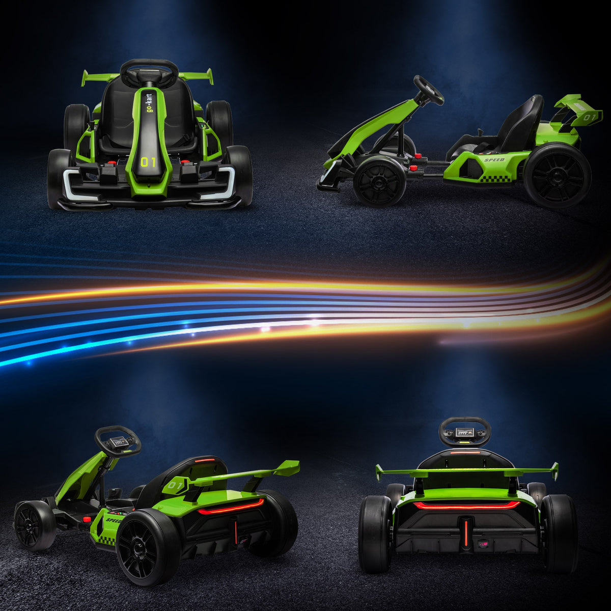 Adjustable Seat Electric Go Kart with Slow Start - 24V, 7.5 MPH