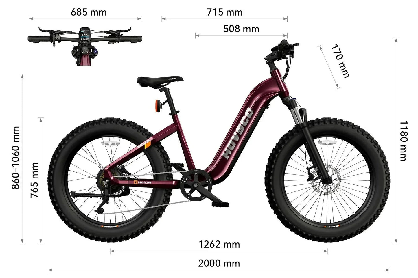 HOVSCO HovAlpha 26" Step-Thru Fat Tire Ebike