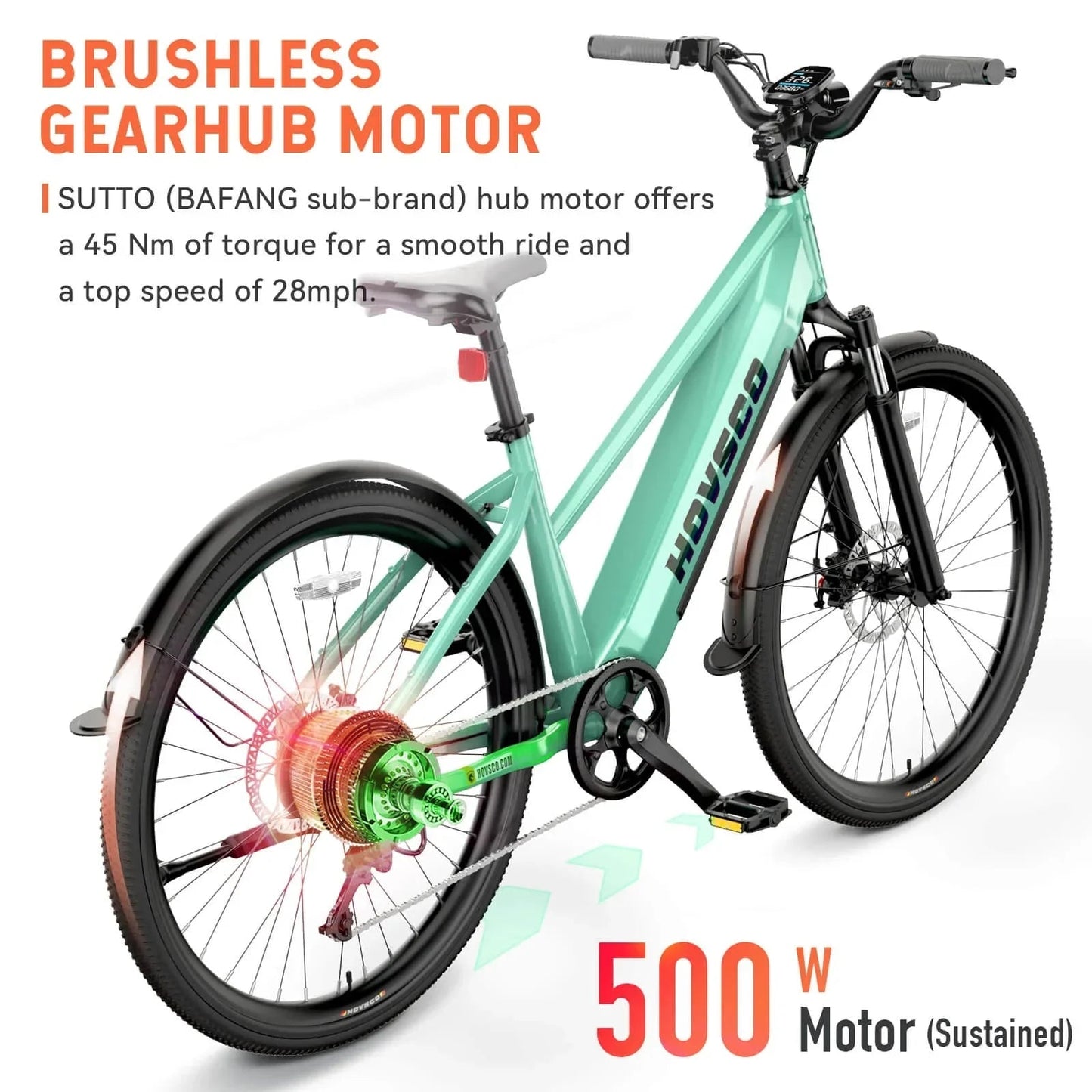 HOVSCO HovCity 27.5" Step-Thru Cruiser Electric Bike For Adults