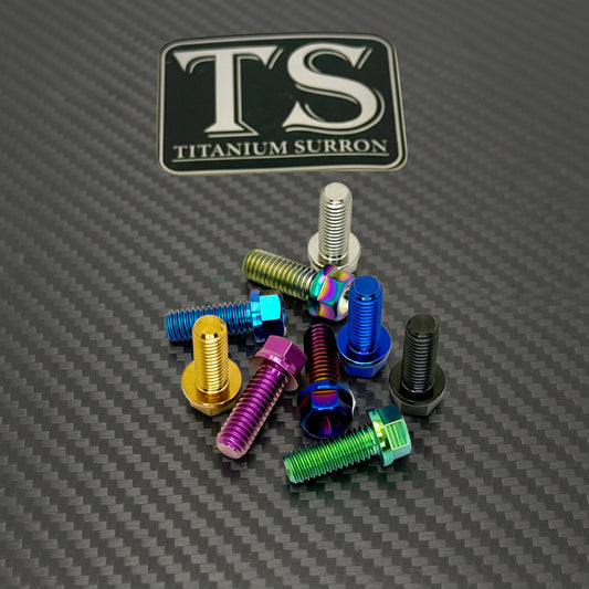 Titanium M6x1.0x15mm Hex Flange Bolt — Grade 5 Aerospace (DIN 6921)