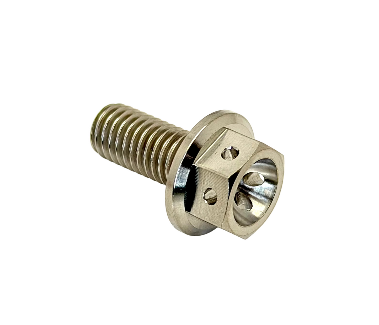 Titanium M8x1.25x20mm Hex Flange Bolt Drilled Head (Aerospace Grade)