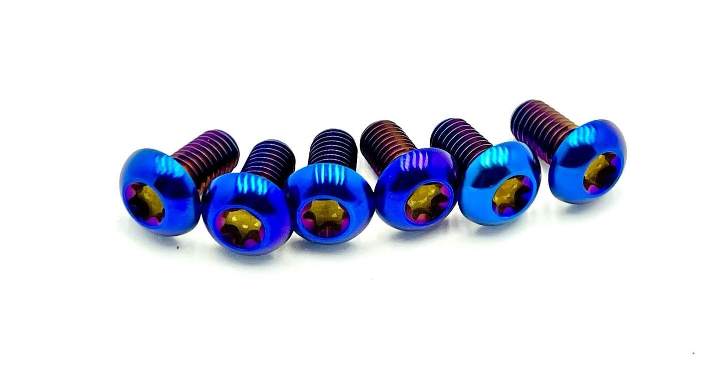 Burnt Blue Titanium bolts for plastic guards on FastAce, KKE, EXT, RFloXa, Altis Sigma OEM, Manitou Dorado forks