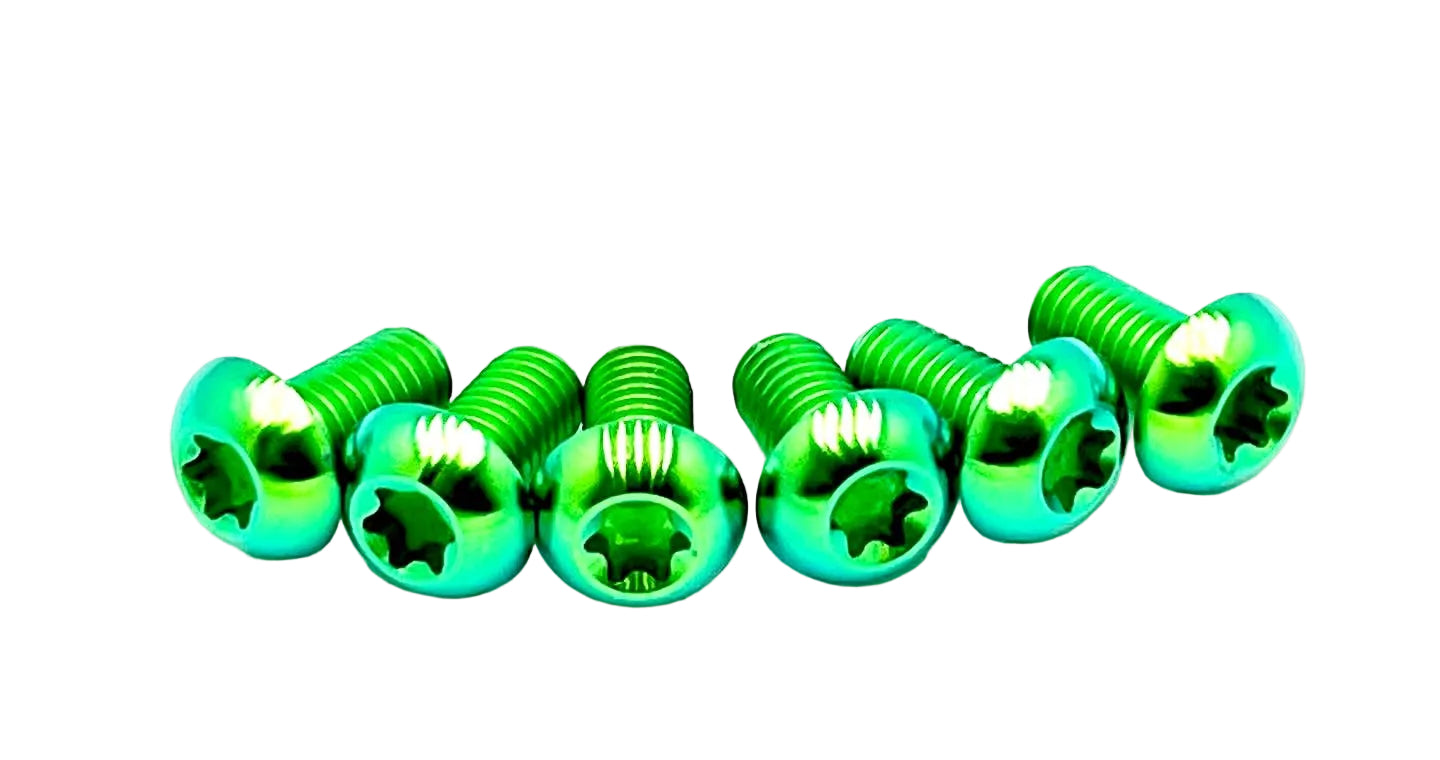Green Titanium bolts for plastic guards on FastAce, KKE, EXT, RFloXa, Altis Sigma OEM, Manitou Dorado forks