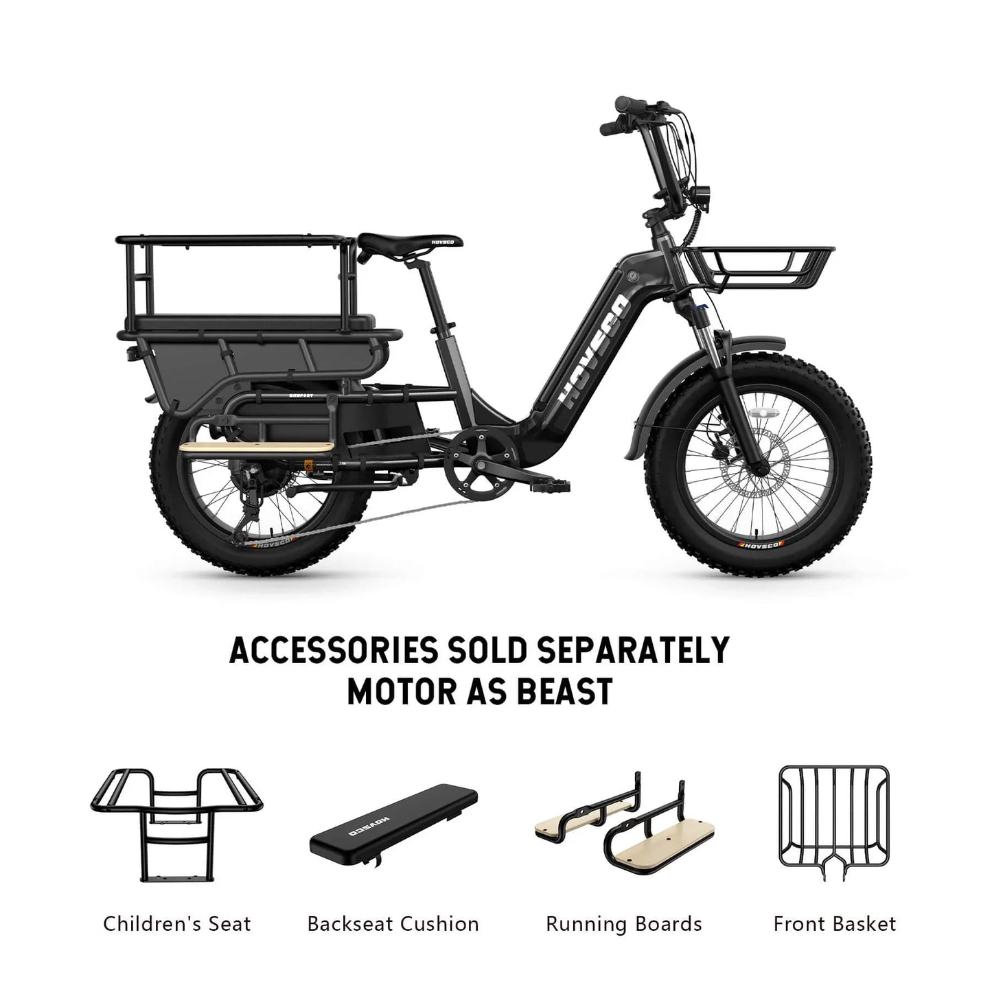 HOVSCO HovCart 20“ Step-Thru Electric Fat Tire Cargo Bike