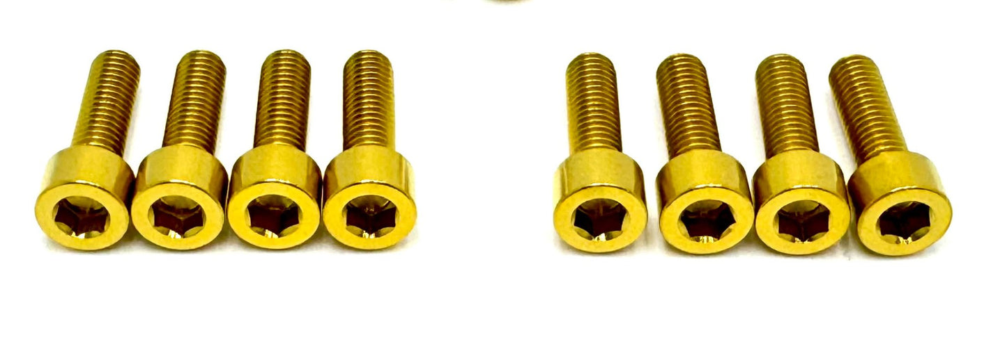 Anodized titanium direct mount stem bolts (M6x20mm). Custom for the Surron, Talaria, Segway, 79 Bike, Rerode in gold.