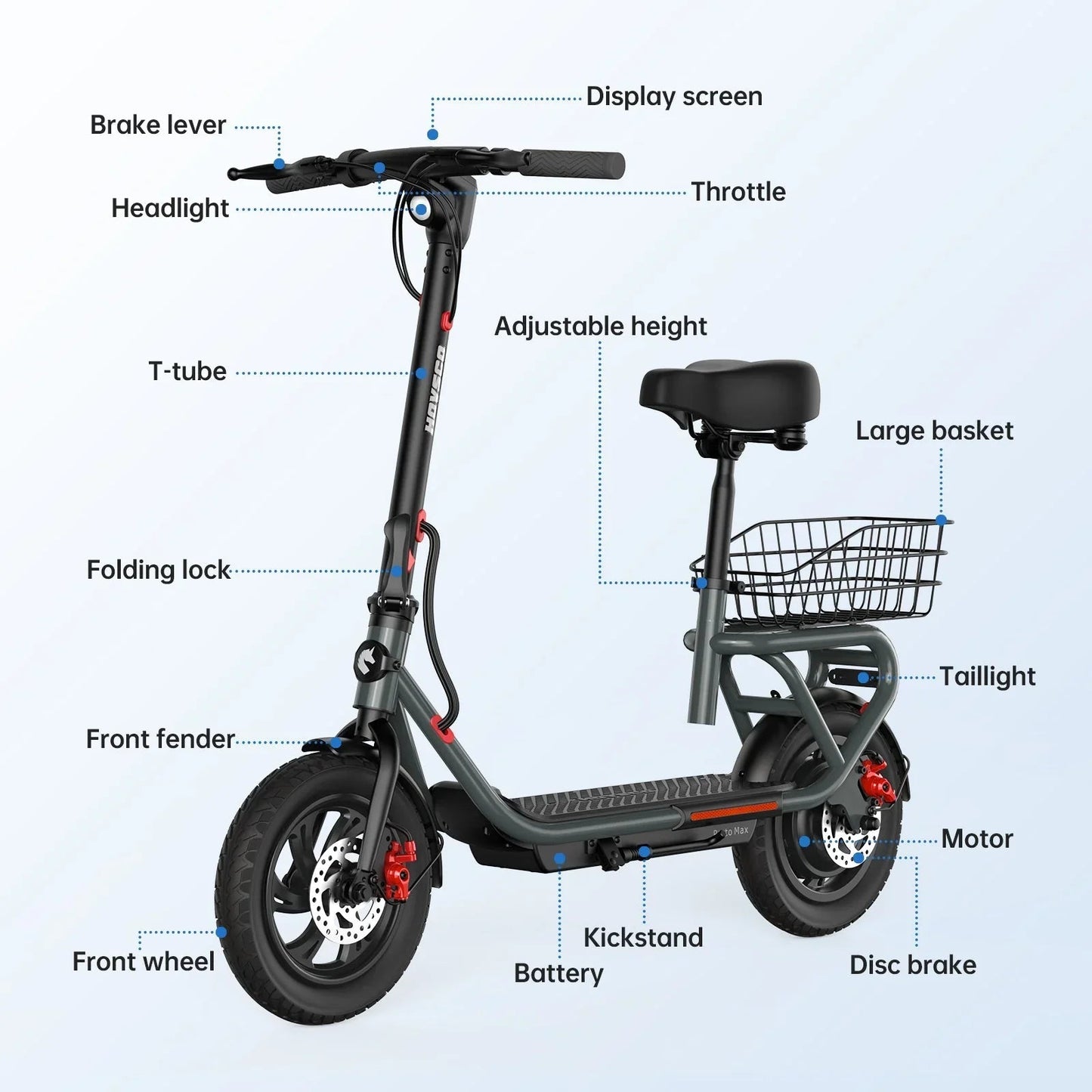 HOVSCO Porto Max Electric Scooter For Commute & Grocery Shopping