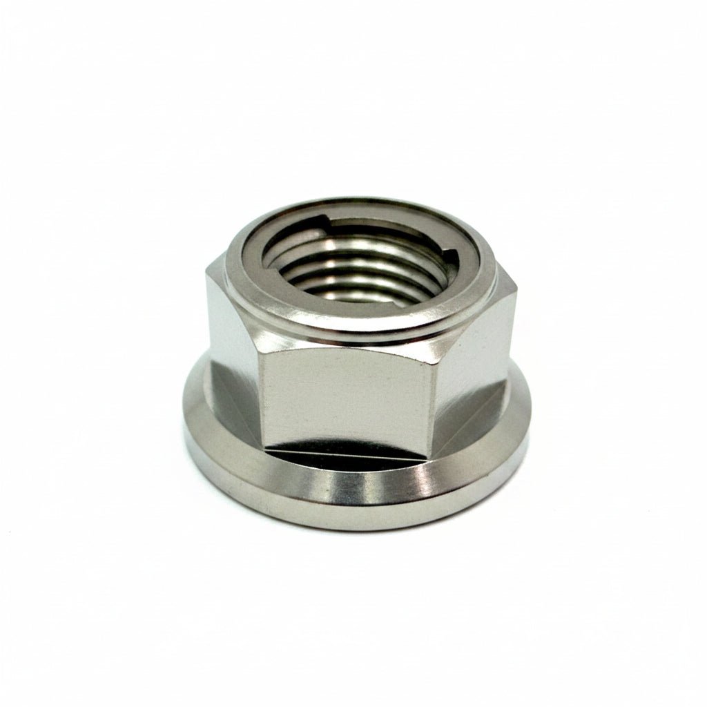 M12 Titanium Grade 5 6AL-4V DIN 6923 Locking Flange Nut (11mm Height) (Aerospace Grade)