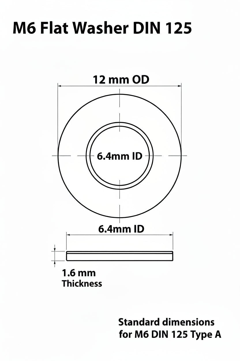 M6 Titanium Grade 5 6AL-4V DIN 125 Flat Washer (Aerospace Grade)