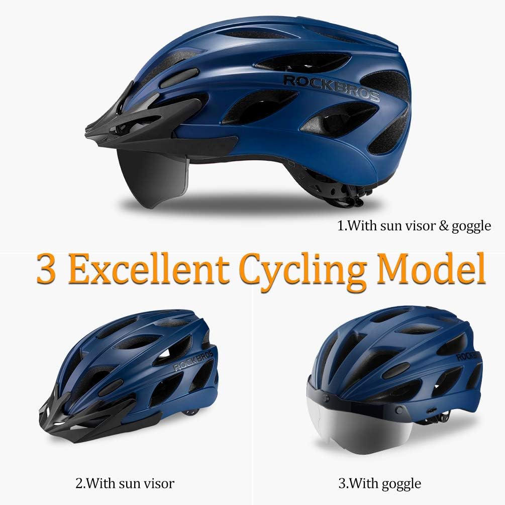 ROCKBROS Lightweight Cycling Helmet with Removable Goggles Sun Visor