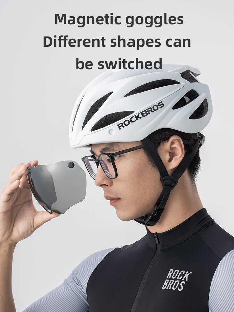 ROCKBROS Trail Helmet with Magnetic Goggles, Ionic+? Technology, and Adjustable Fit