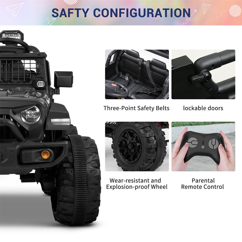 Kimbosmart Ebony 24V Children's Ride-On Car Double Seater Electric Toy Truck with Remote Control