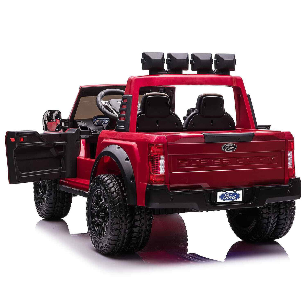 24V 2 Seater Ford F450 Exclusive Edition Children's Ride-On Truck, Illuminated with Remote Control - Crimson