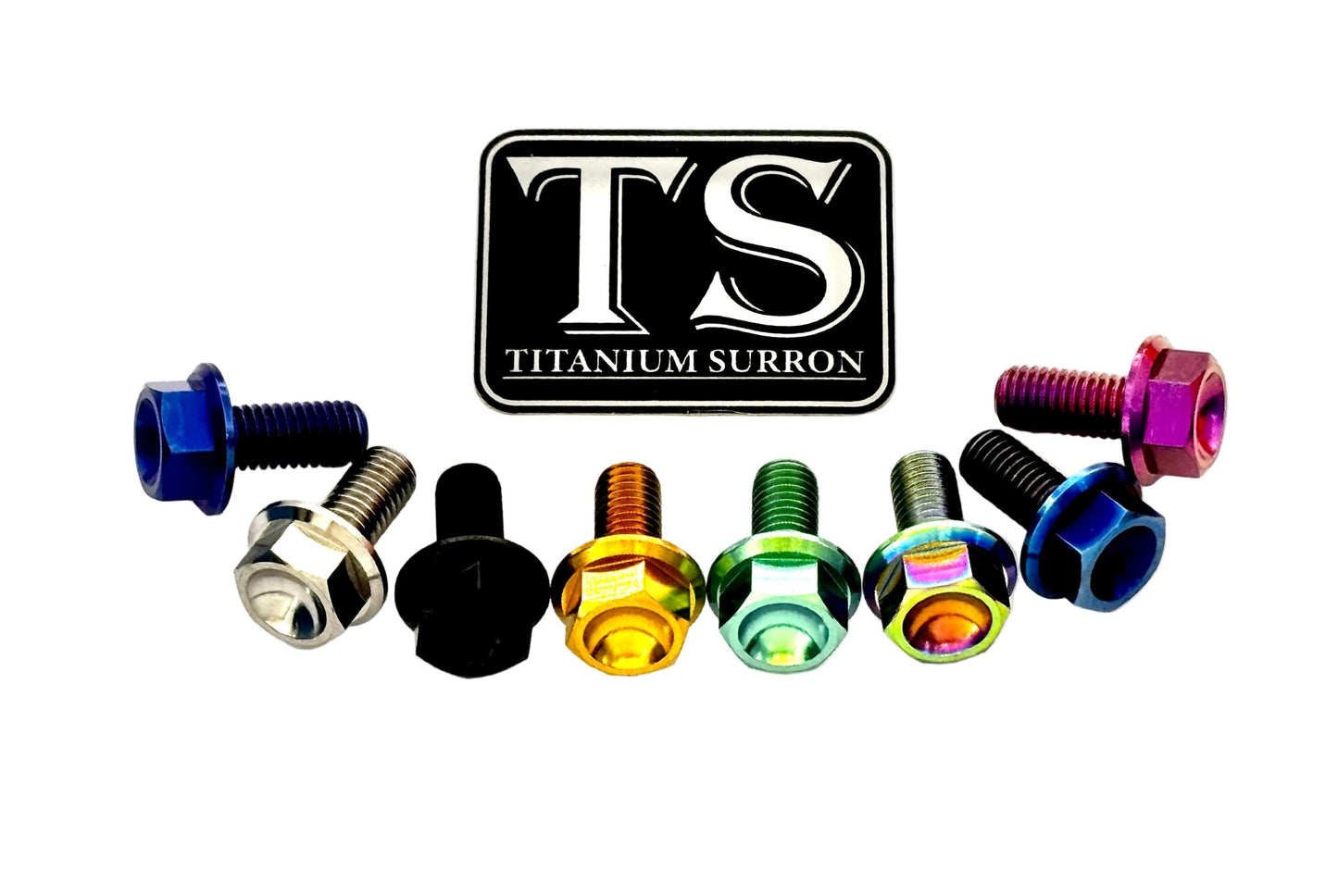 Titanium anodized M8 hex flange bolts. M8x35mm, M8x30mm, M8x20mm, M8x18mm