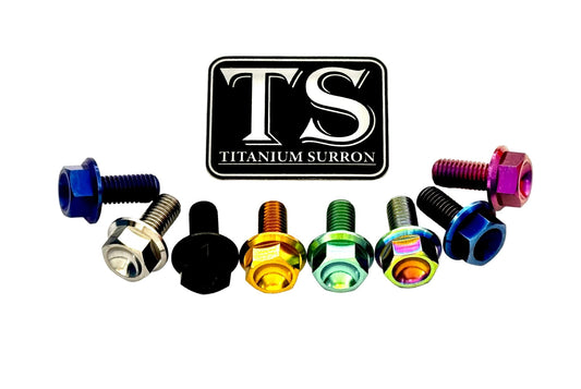 Titanium anodized M8 hex flange bolts. M8x35mm, M8x30mm, M8x20mm, M8x18mm