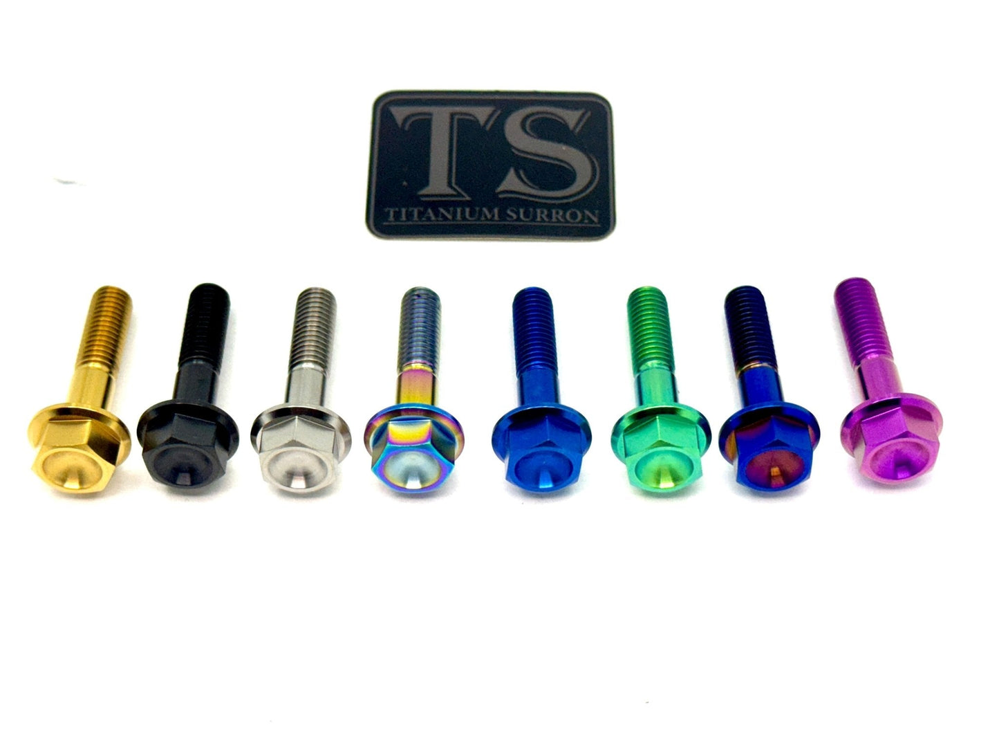 Titanium anodized M8 hex flange bolts. M8x35mm, M8x30mm, M8x20mm, M8x18mm