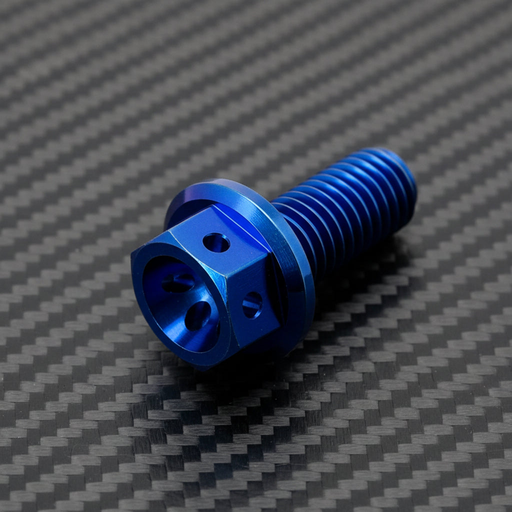 Titanium M8x1.25x20mm Hex Flange Bolt Drilled Head (Aerospace Grade)