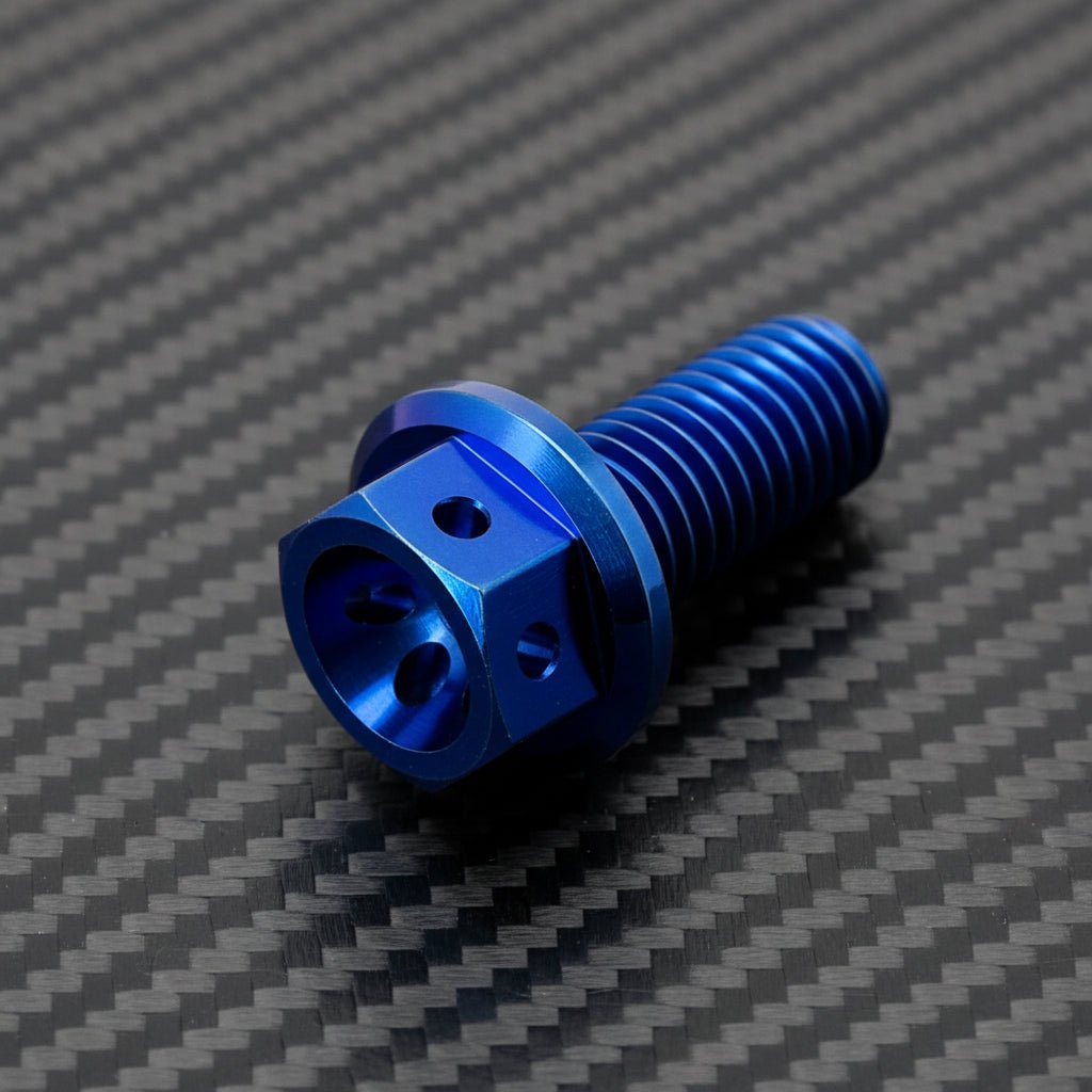 Titanium M8x1.25x20mm Hex Flange Bolt Drilled Head (Aerospace Grade)